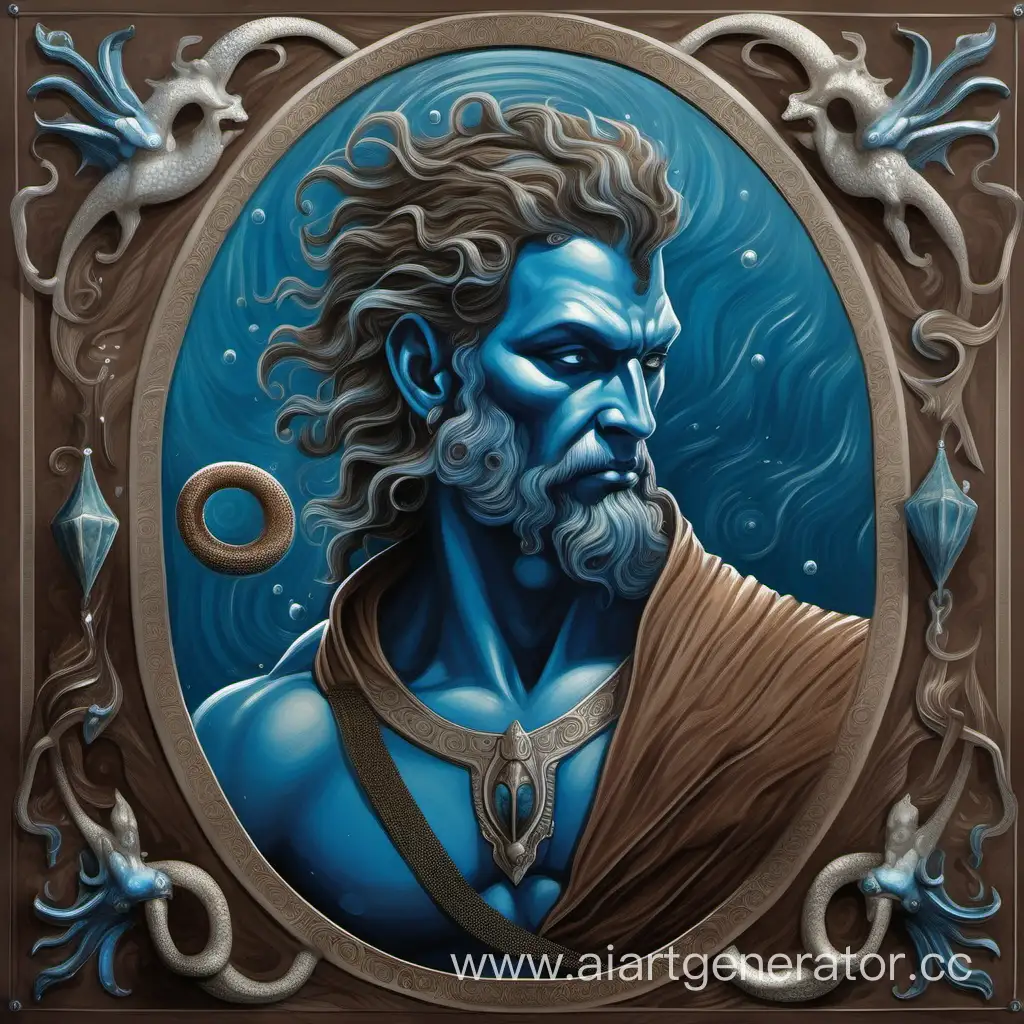 Majestic-Triton-Portrait-Blue-Mythical-Figure-in-Elegant-Brown-Attire