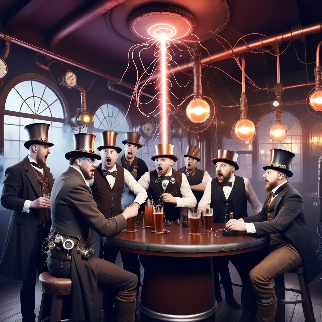 Surreal Steampunk Pub Party with Drunk Electrical Engineers and Tesla Coil