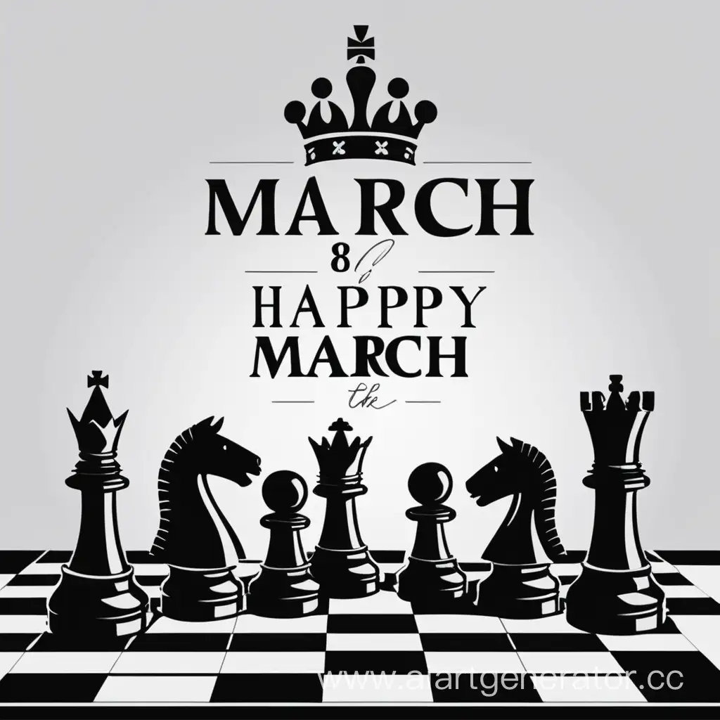 с 8 мартом в стиле шахмат
