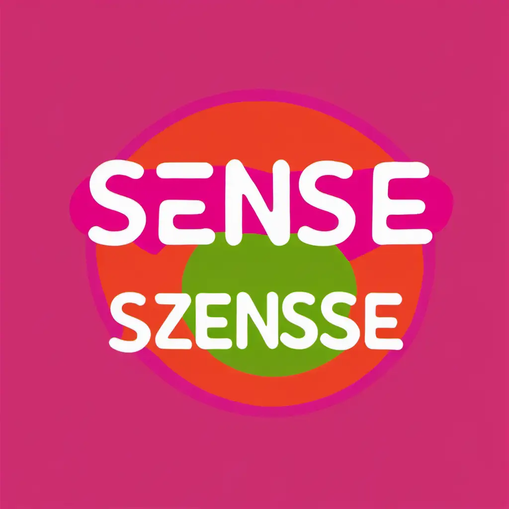 Vibrant Szense Logo in Green Pink and Orange on a Light Green Background within a Circle