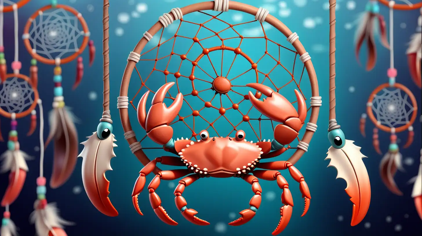 dreamcatcher background with a crab
