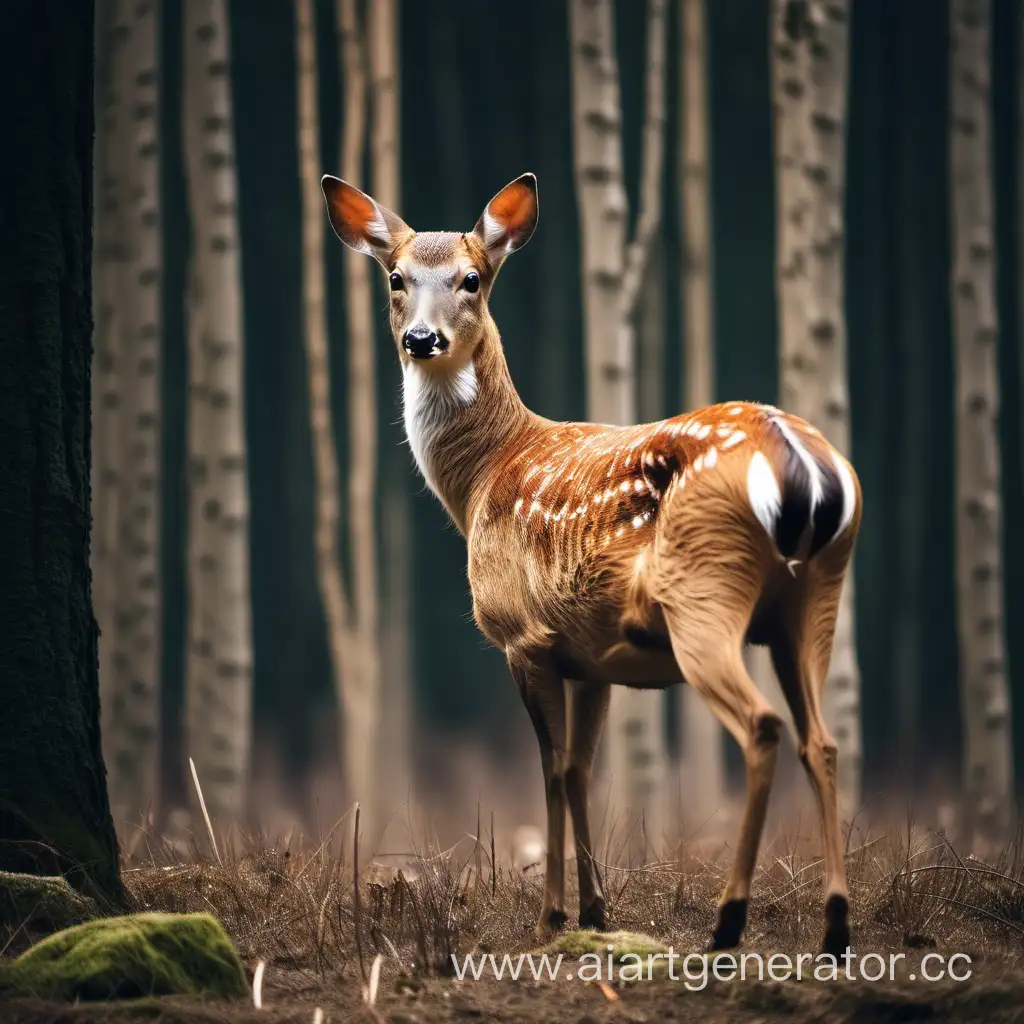 Majestic-Roe-Deer-Grazing-in-Enchanting-Forest-Setting