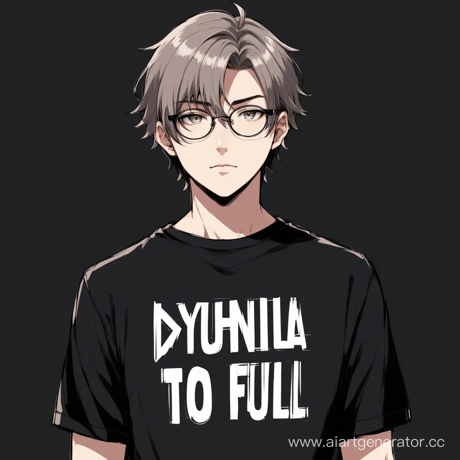 Anime-Style-Portrait-of-a-23YearOld-Guy-in-Black-TShirt-and-Glasses-on-Black-Background