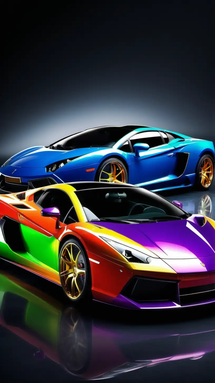 Vibrant Display of Colorful Luxury Exotic Cars