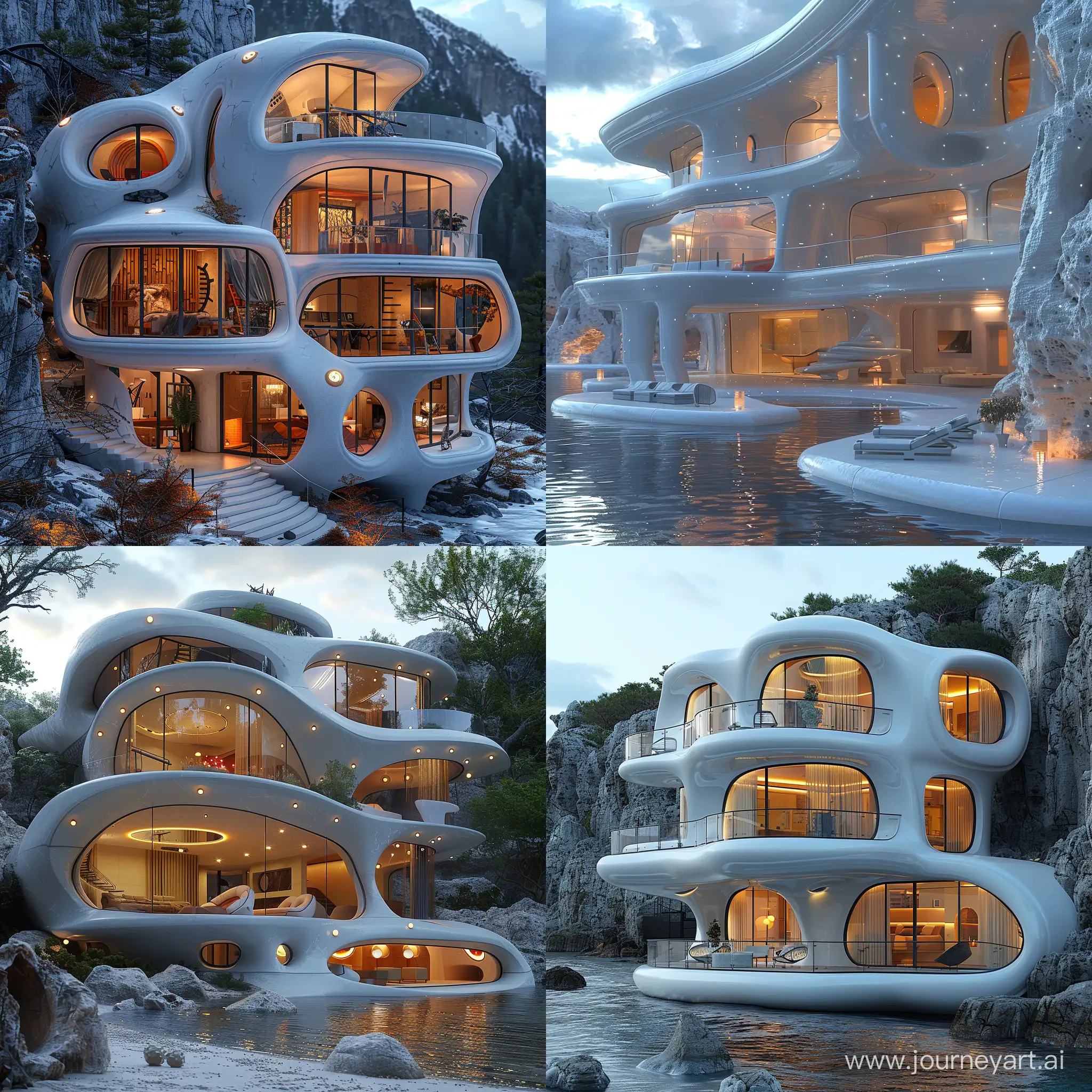 Futuristic sci-fi high-tech house, heavy-duty composite materials, octane render --stylize 1000