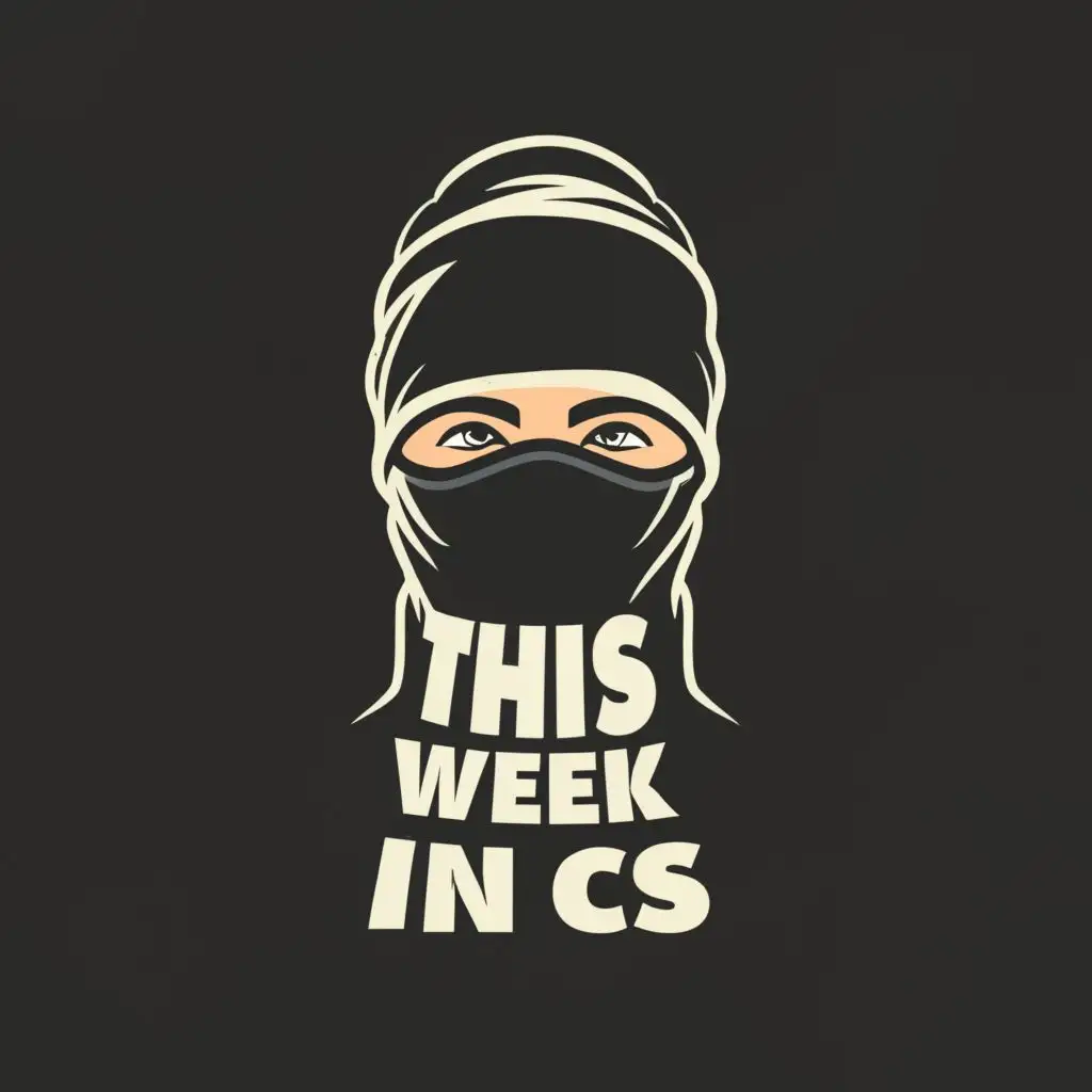 logo, Balaclava, with the text "This Week In CS", typography, be used in Entertainment industry