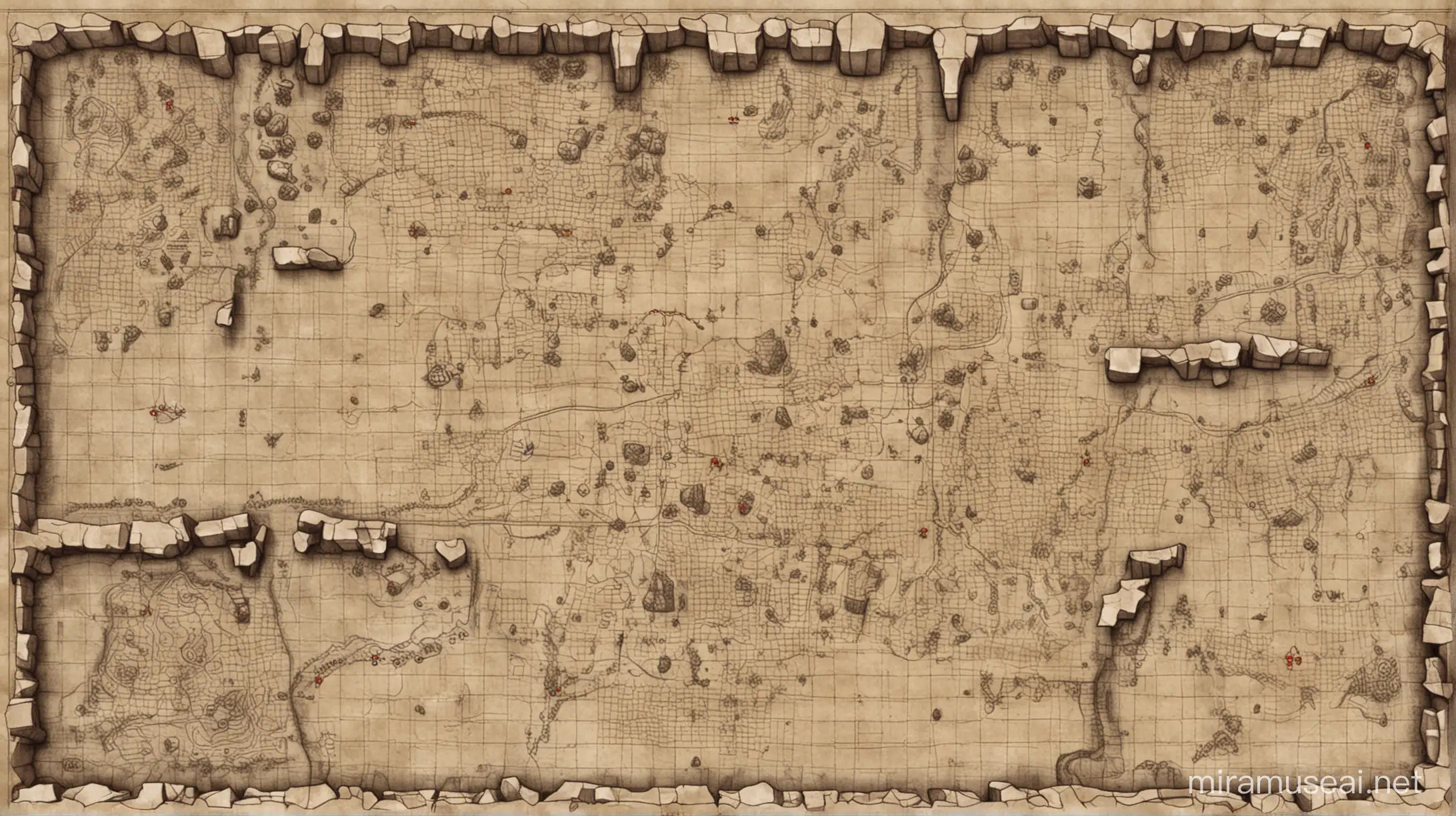 dungeons and dragons map with grids, of a dungeon