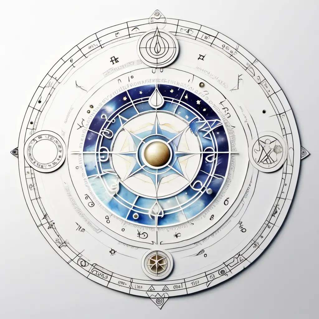 astrology air element on pure white paper front view 