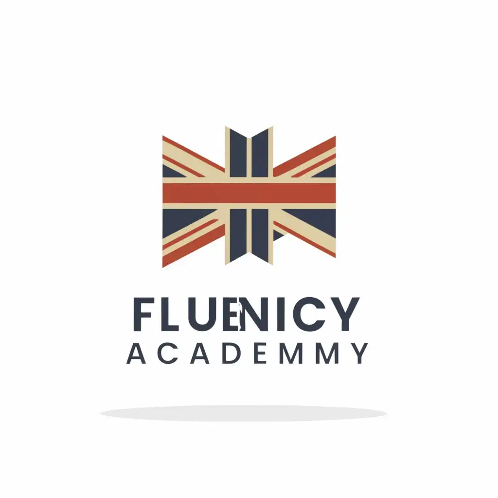 a logo design,with the text "Fluency Academy", main symbol:British flag,Moderate,be used in Education industry,clear background
