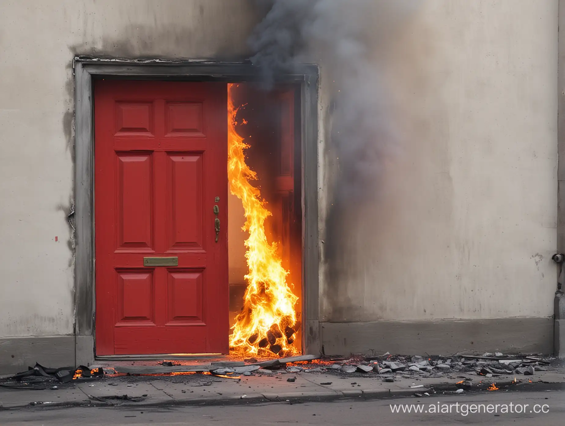 Intense-Fire-Engulfs-Red-Door-in-Fiery-Blaze