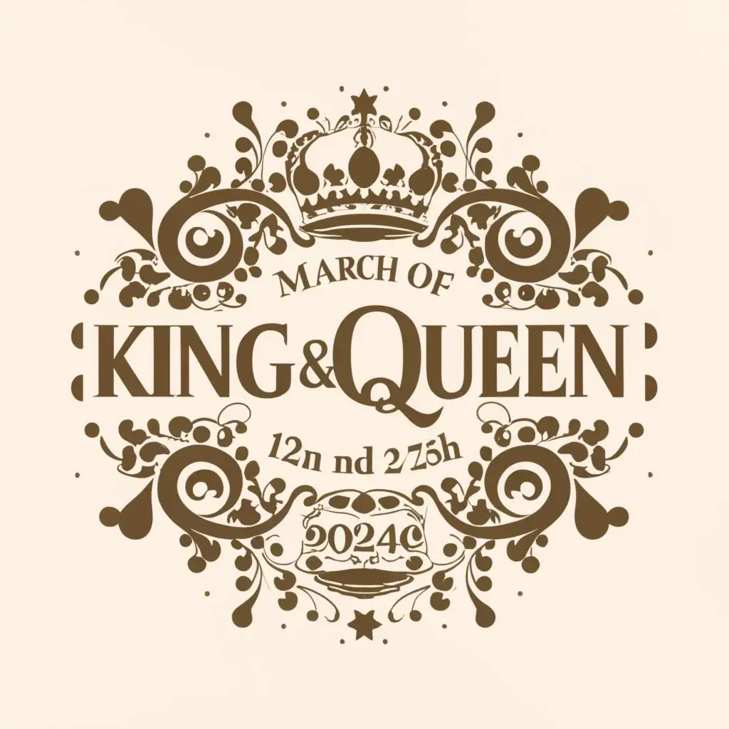 a logo design,with the text "King and queen of March 12th and 25th, 2024", main symbol:the union,complex,be used in Restaurant industry,clear background