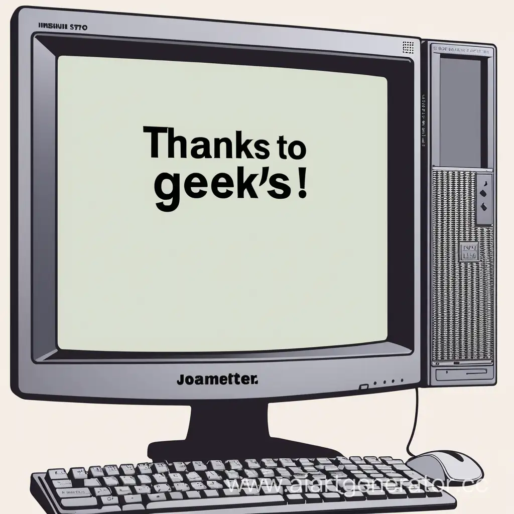 A PICTURE WITH THE INSCRIPTION "THANKS TO GEEKS" ON A COMPUTER MONITOR