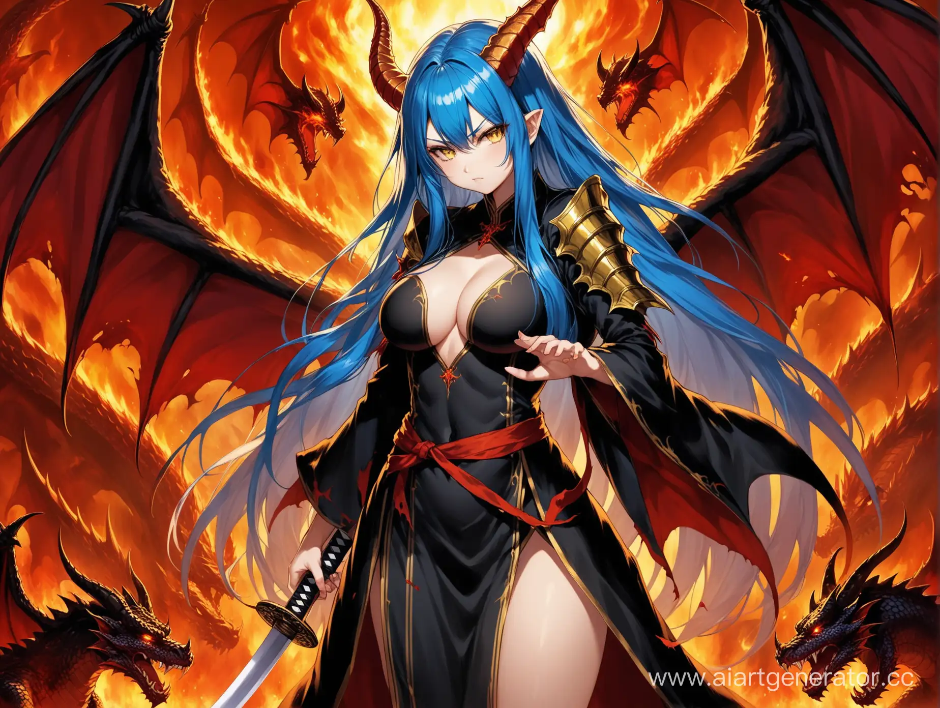 Sinister-Angel-BlueHaired-Demoness-Wielding-Bloodied-Katana-in-Hellish-Lair