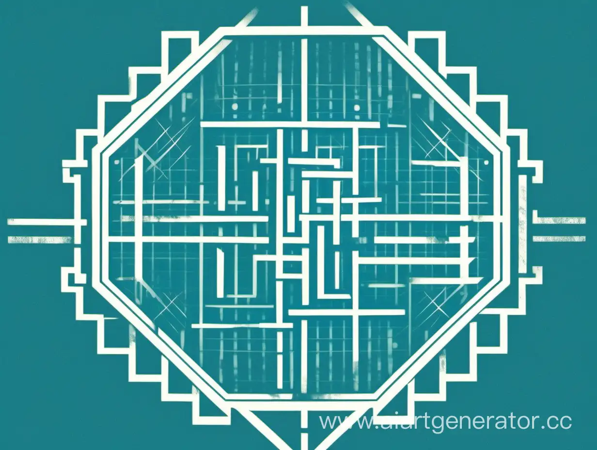 эмблема IT кафедры математического института, в синих и голубых оттенках