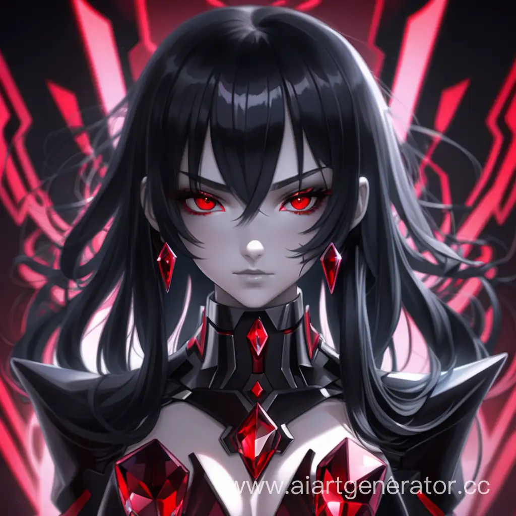 Sinister-Android-Girl-with-Red-Crystal-Mysterious-RedEyed-Villain