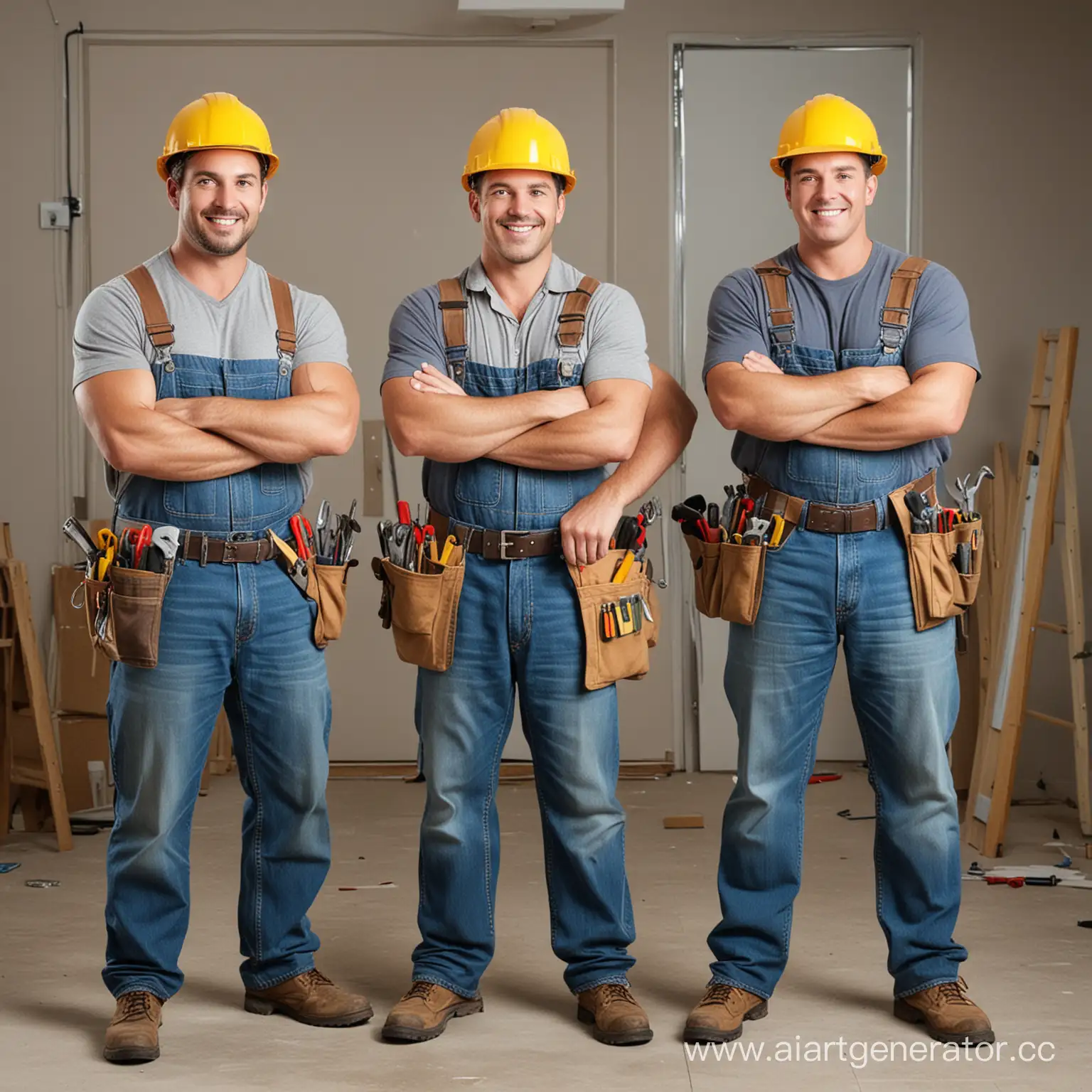 Three-Handyman-Working-Together-on-Home-Renovation-Project