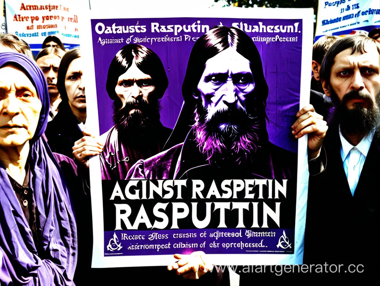 Activists-Holding-Against-Rasputin-Poster-in-Shades-of-Purple