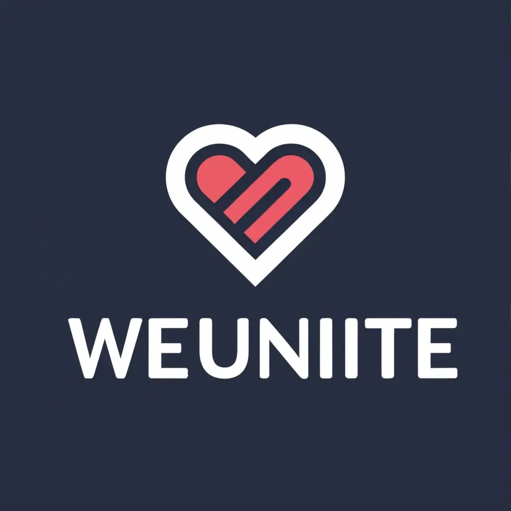 a logo design,with the text "WeUnite", main symbol:Heart,Minimalistic,be used in Nonprofit industry,clear background