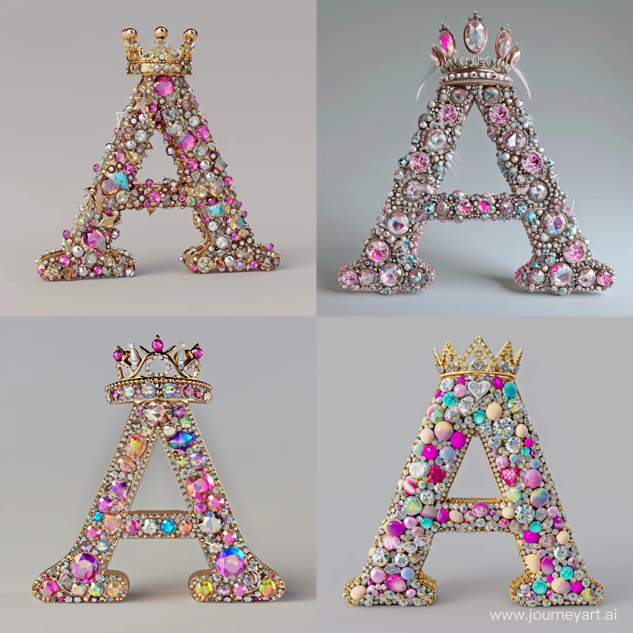 Luxurious-DiamondStudded-Crown-on-Colorful-3D-Letter-A