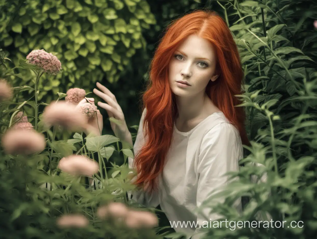 Enchanting-RedHaired-Girl-Amidst-Blooming-Garden-Splendor