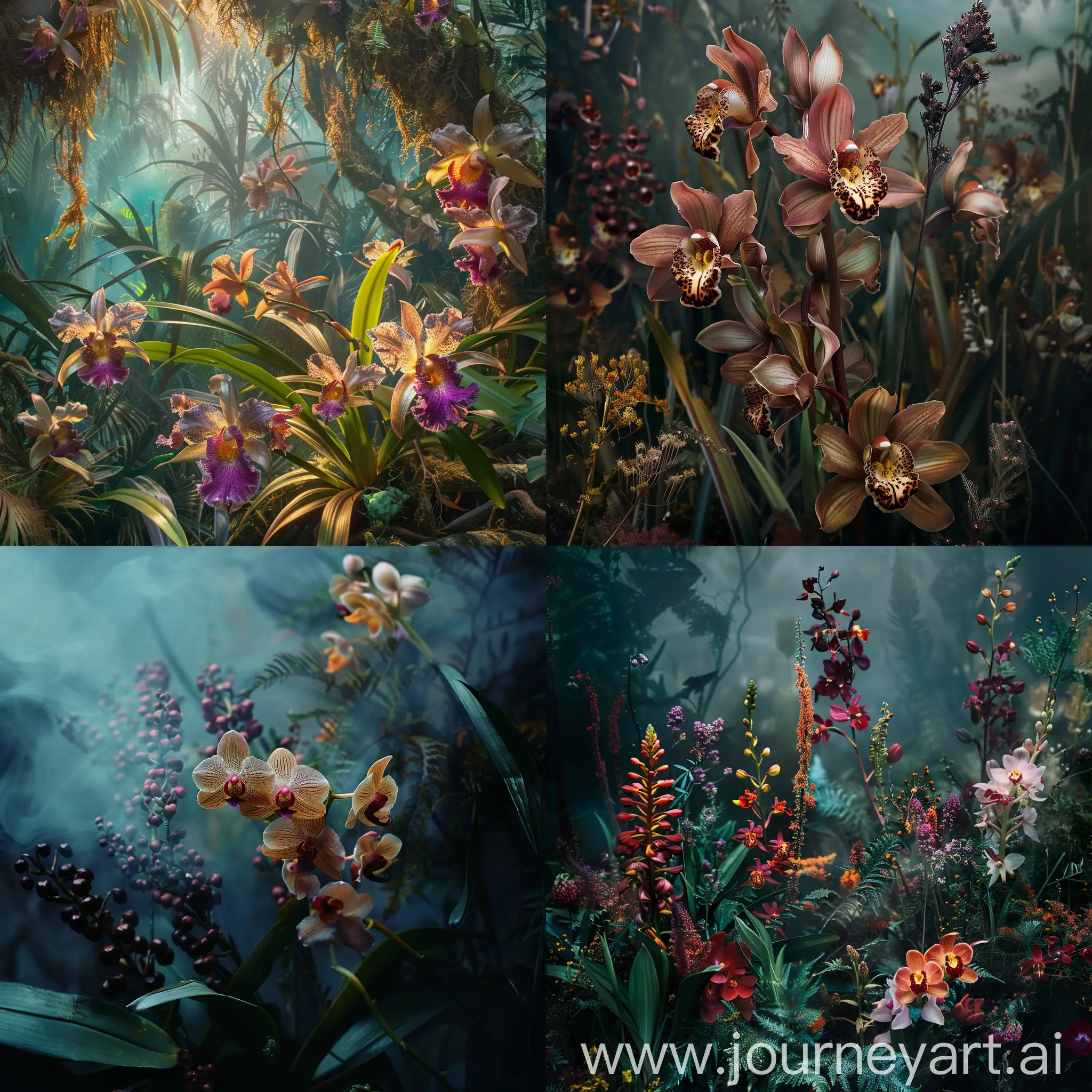 Дикие орхидей, ядовитые цветы, фэнтези атмосфера 