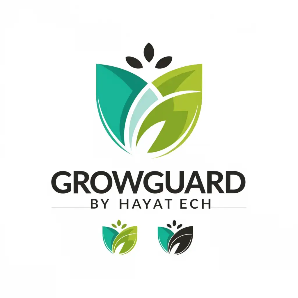 a logo design,with the text 'GrowGuard BY HAYAT TECH', main symbol:leaf,Moderate,clear background