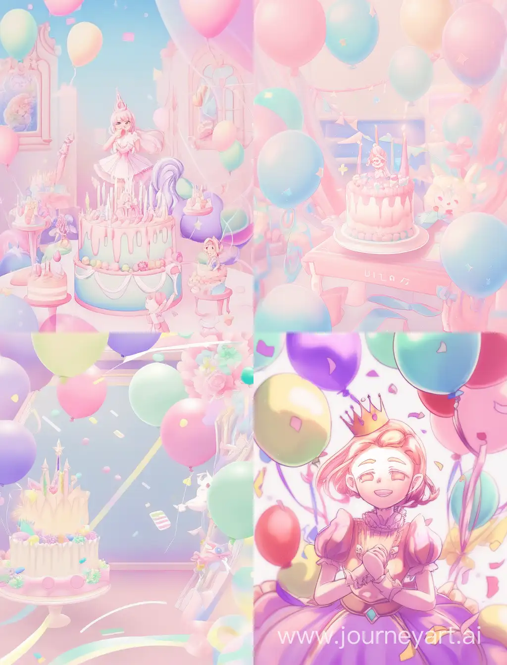 Joyful-Princess-Birthday-Celebration-with-Cake-Balloons-and-Pastel-Colors