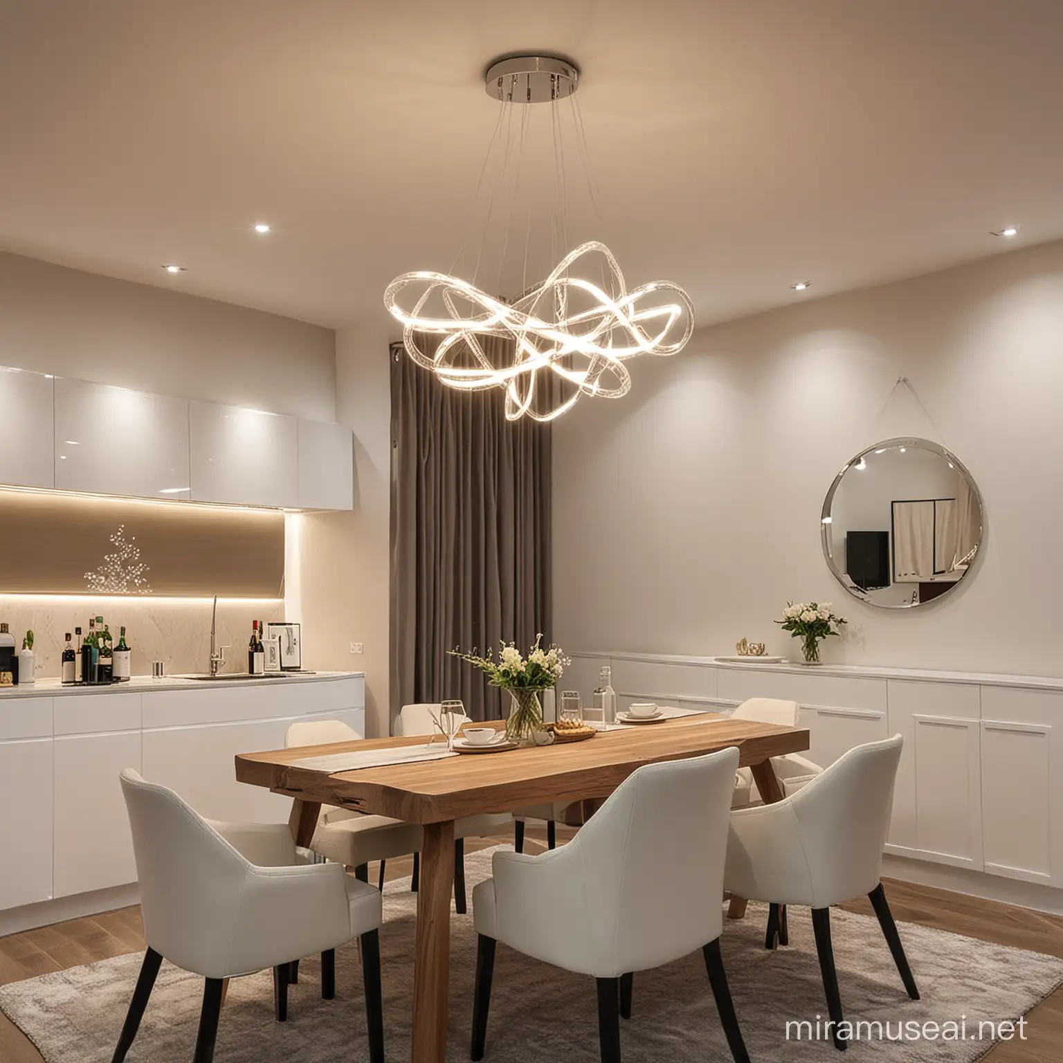 Bright Dining Room with LED Lighting