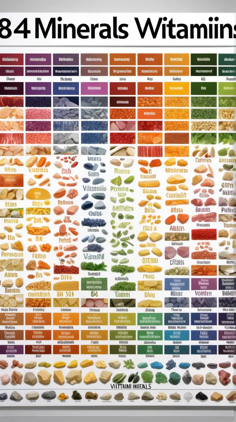 Vibrant Banner Showcasing 84 Essential Minerals and Vitamins