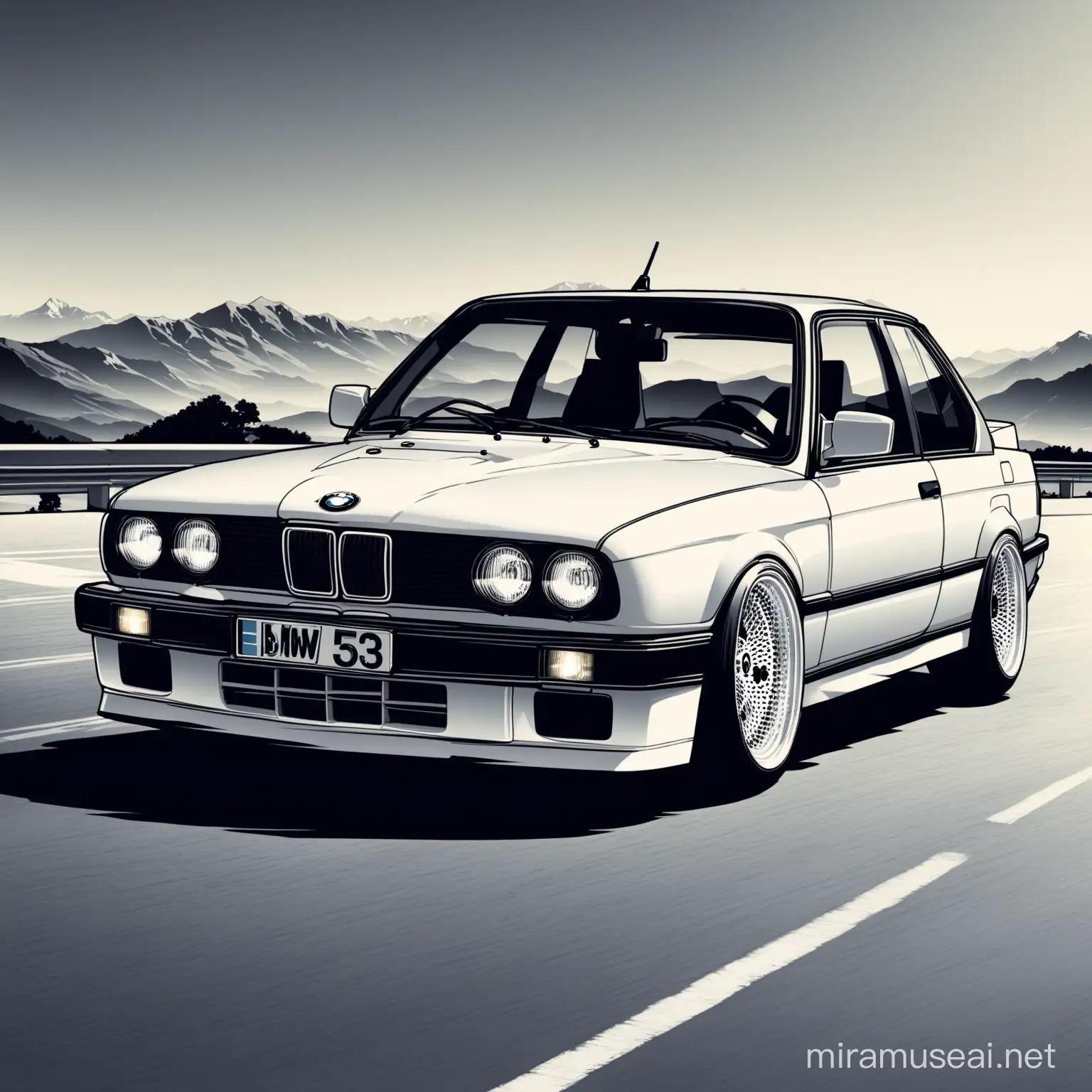 bmw e30 black and white 