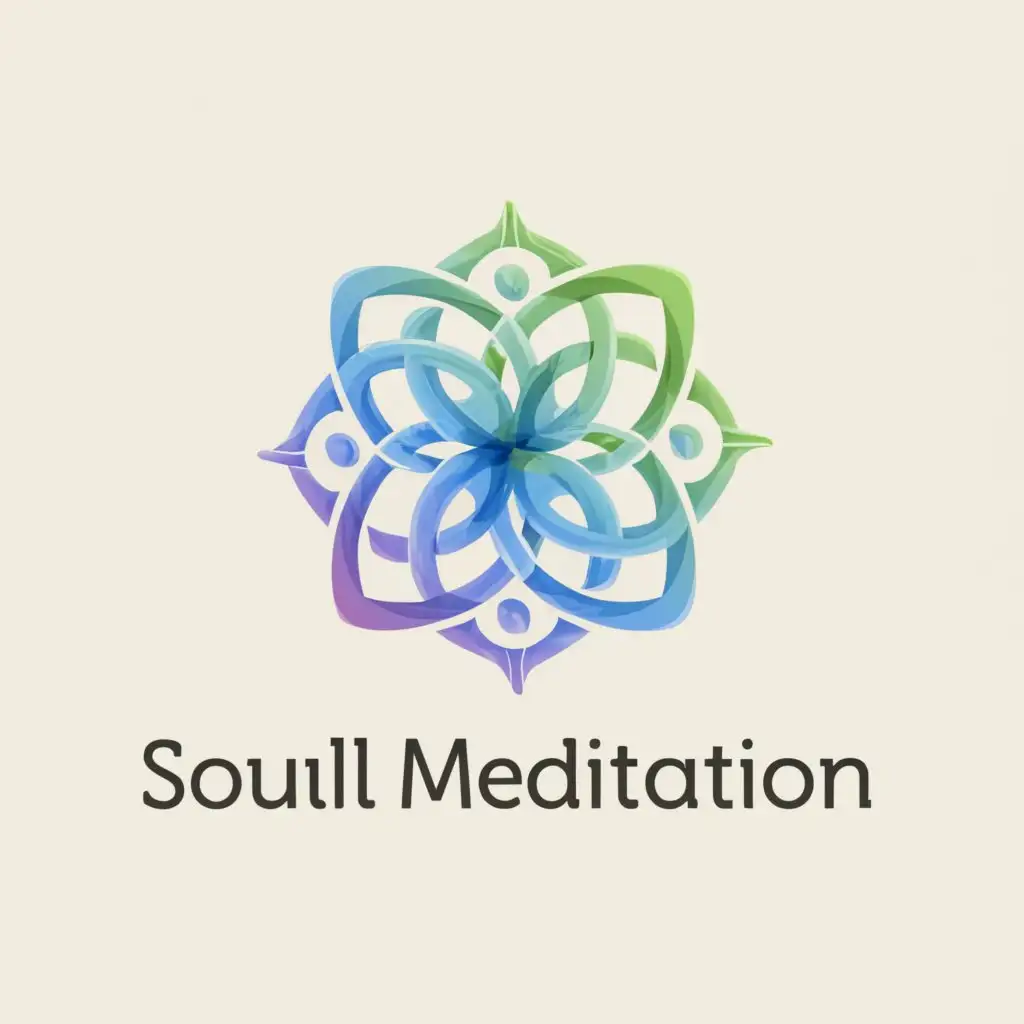 a logo design,with the text "Soul meditation
", main symbol:drops, flowers, water,complex,be used in Religious industry,clear background