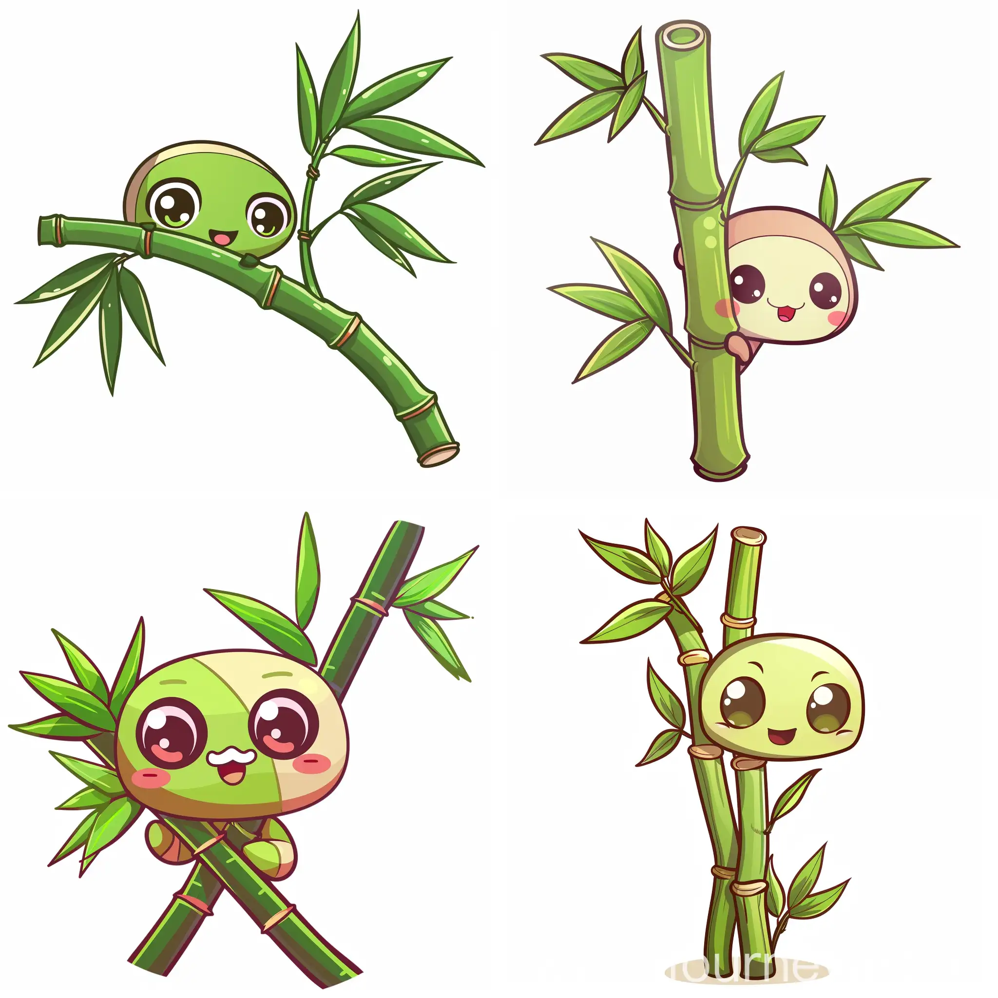 image of a bamboo tree branch cartoon character chibi style