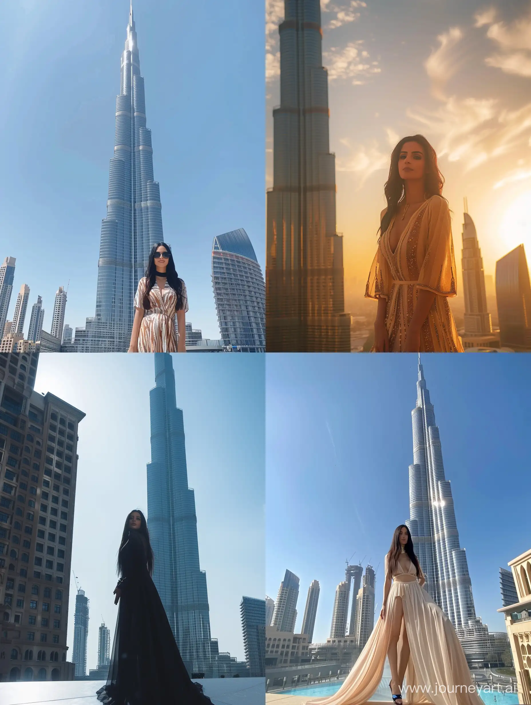 Sara al Madani posing in Burj Khalifa --v 6 --ar 3:4 --no 87621