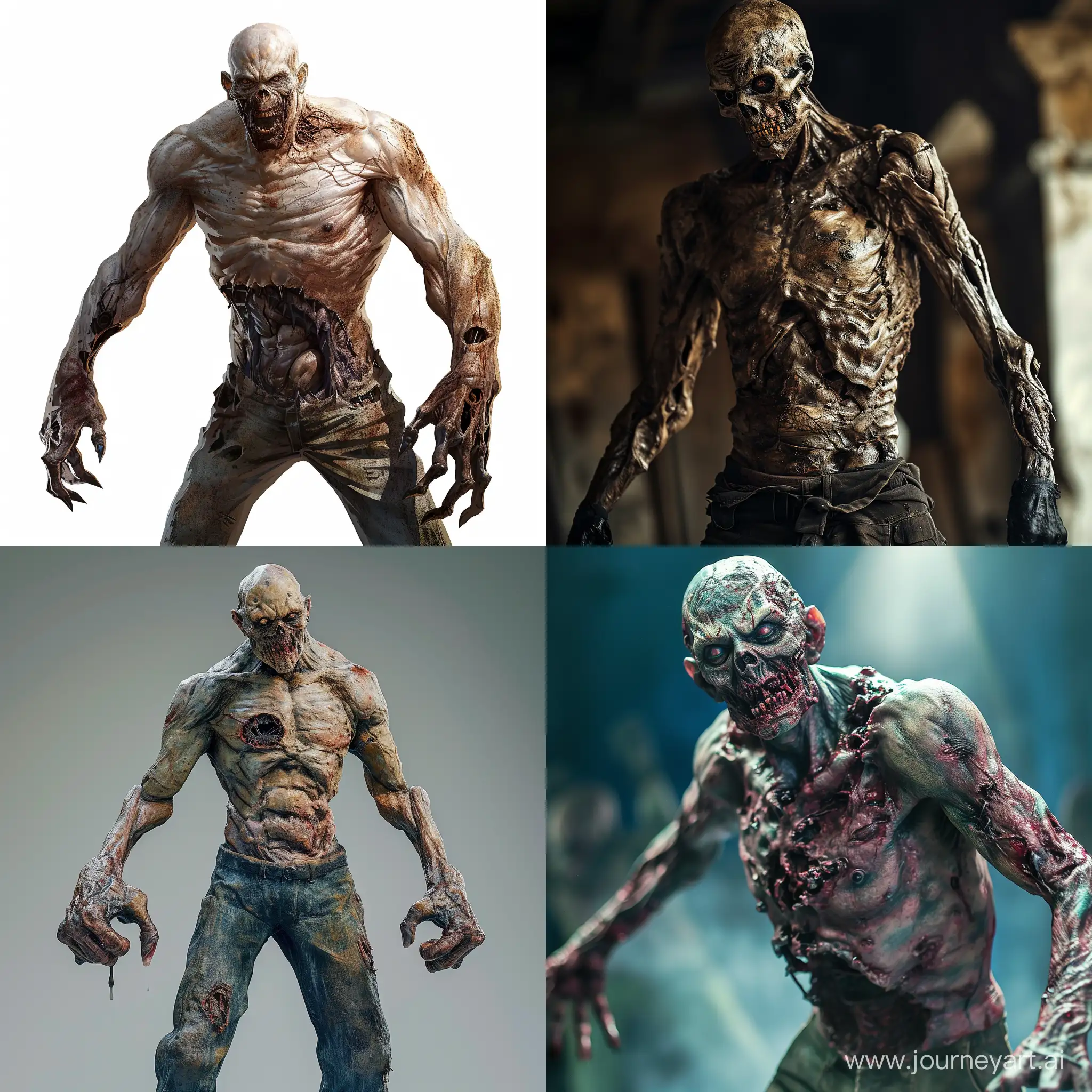 A big muscular zombie with slightly larger arms in full height,HD