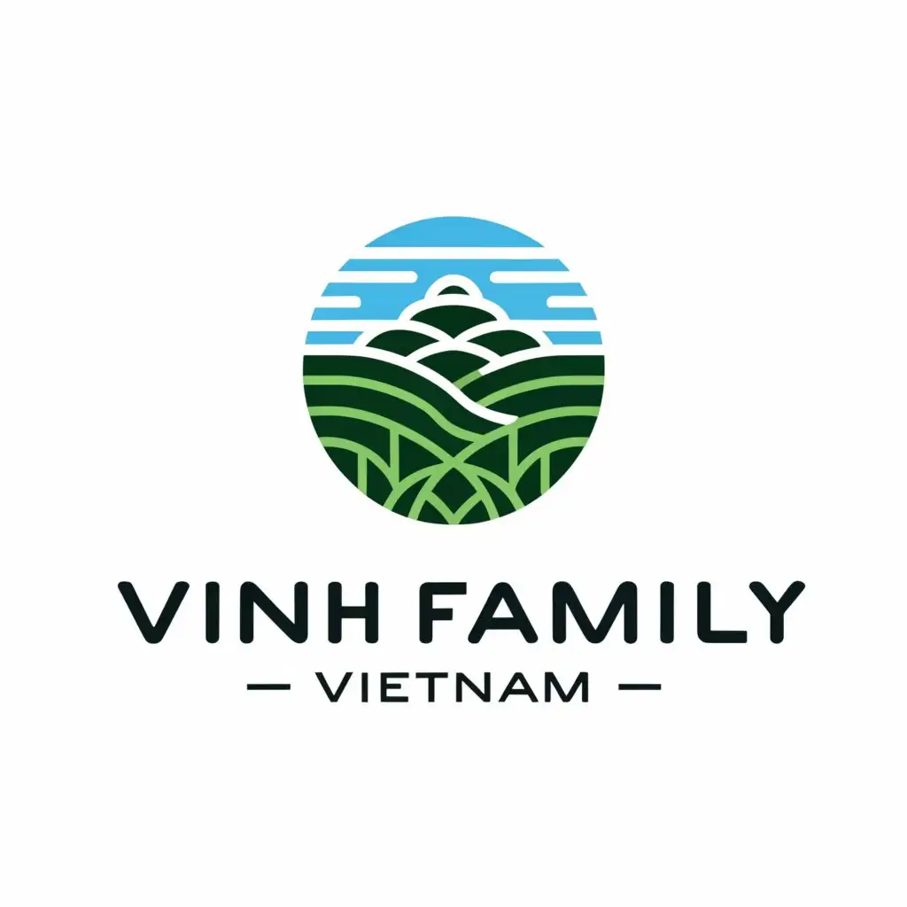 a logo design,with the text "VINH FAMILY VIETNAM", main symbol:vietnamian landscape rice field,complex,be used in Travel industry,clear background