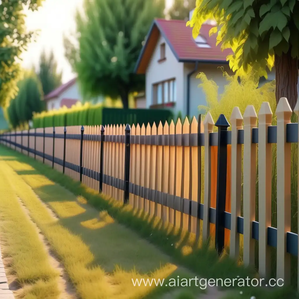Charming-Euro-Fence-Adorning-a-Picturesque-Summer-Morning-Scene