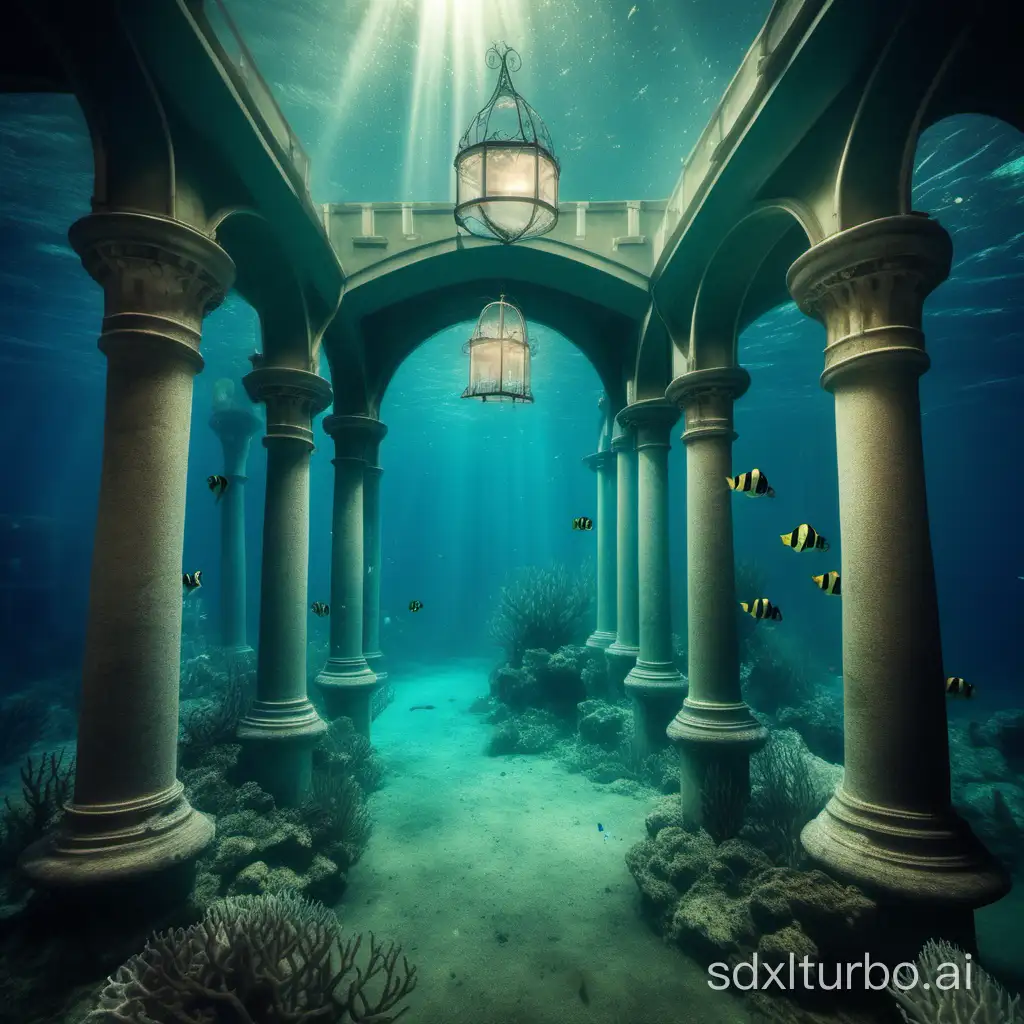 romantic, underwater, castle