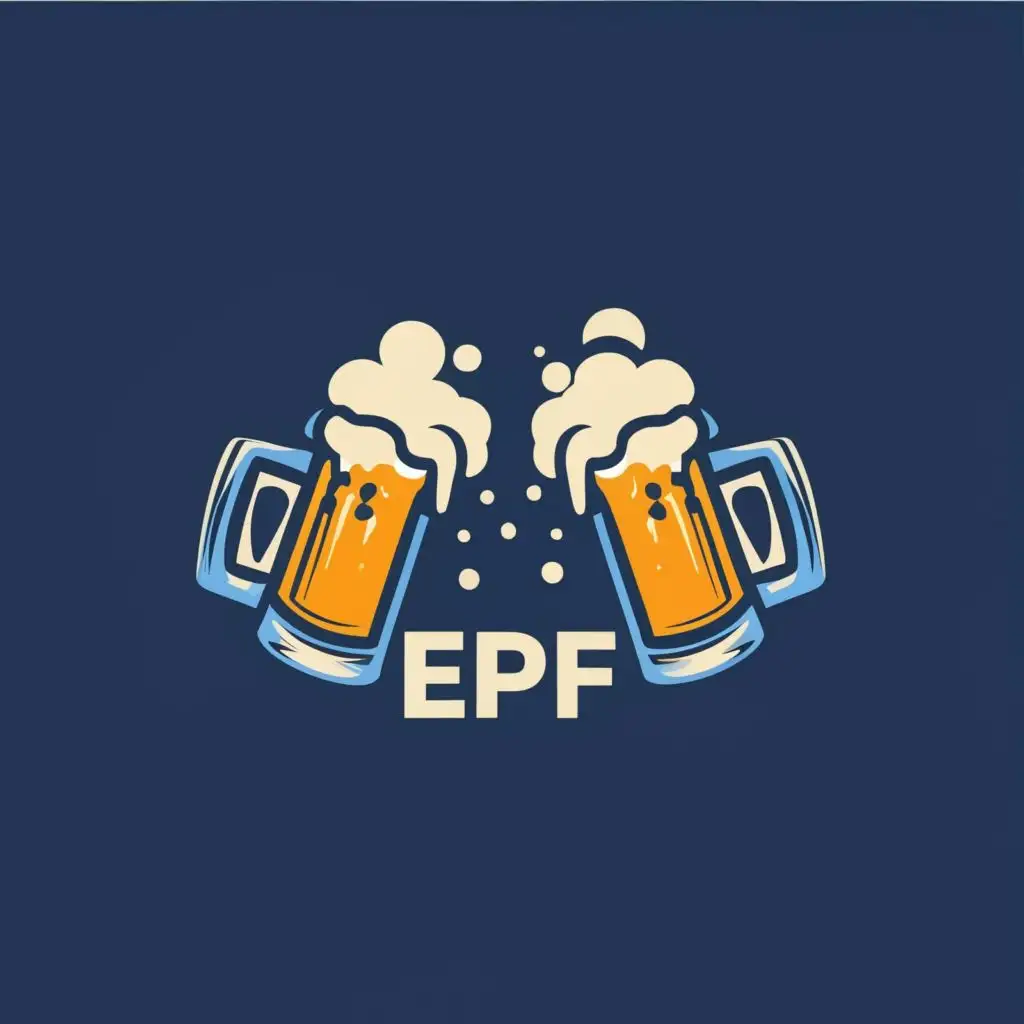 LOGO-Design-For-EPF-Two-Glasses-of-Beer-Cheers-in-Blue-Typography