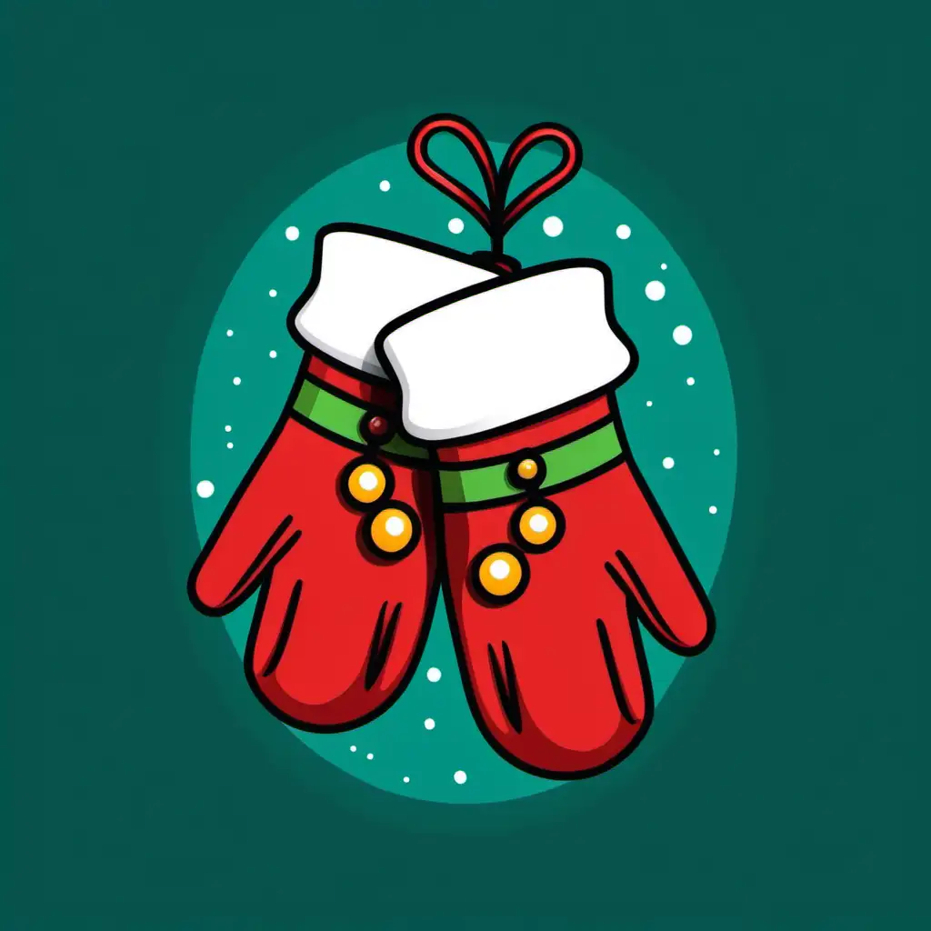 Festive Cartoon Christmas Gloves in Joyful Celebration