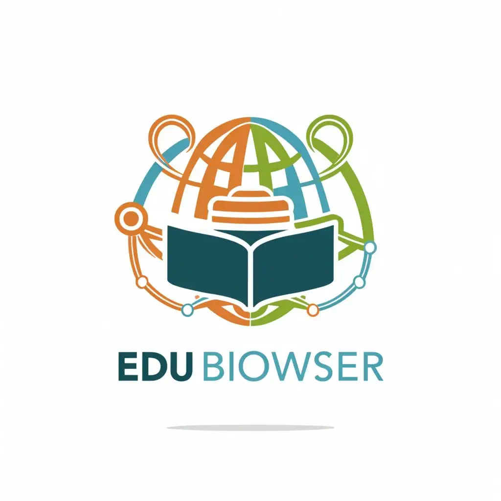 a logo design,with the text "Edu Browser", main symbol:book and learning materials with world wide web logo,Moderate,be used in Internet industry,clear background