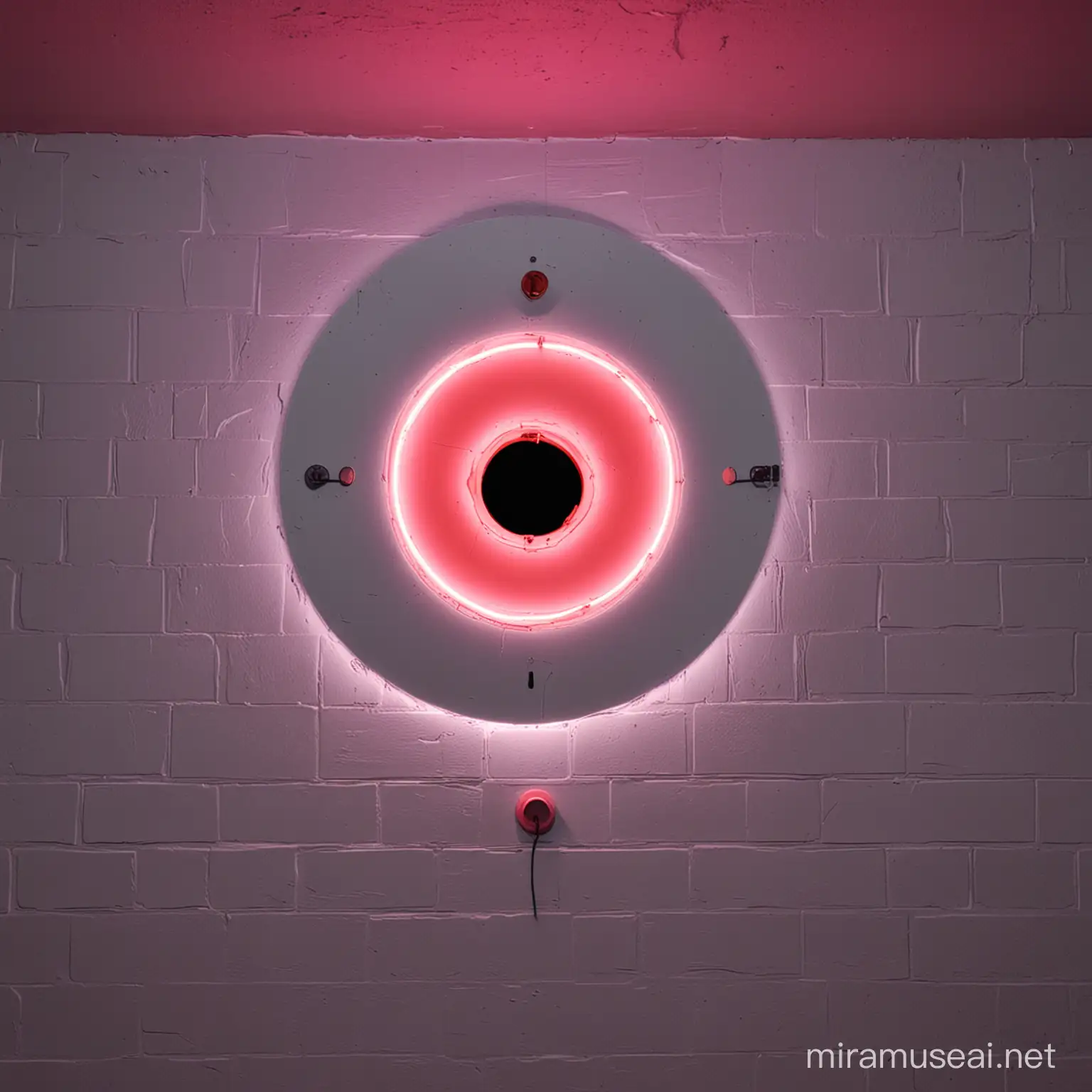 a club wall, neon lit, with a glory hole.  