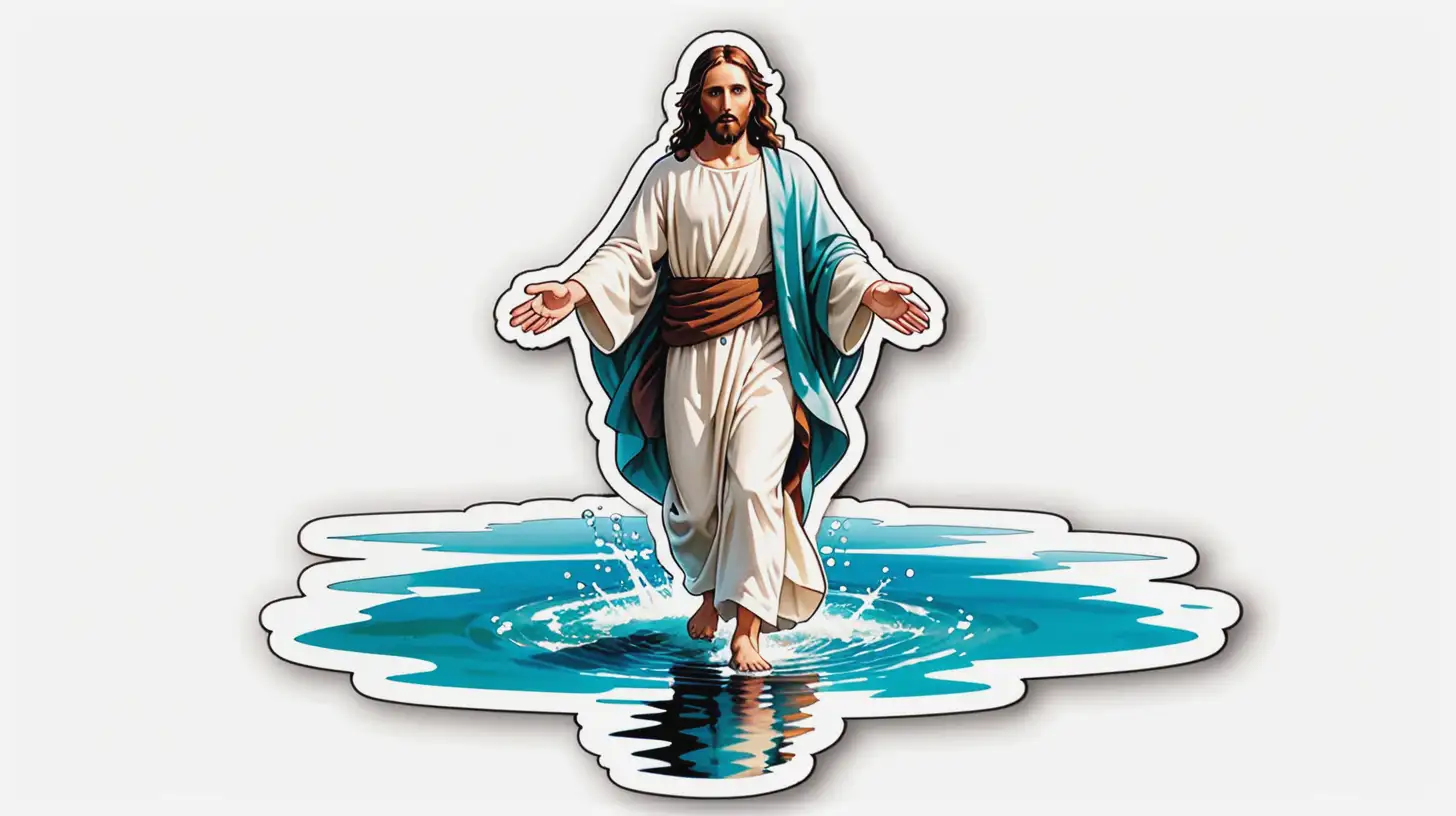 Jesus Walking on Water Die Cut Sticker