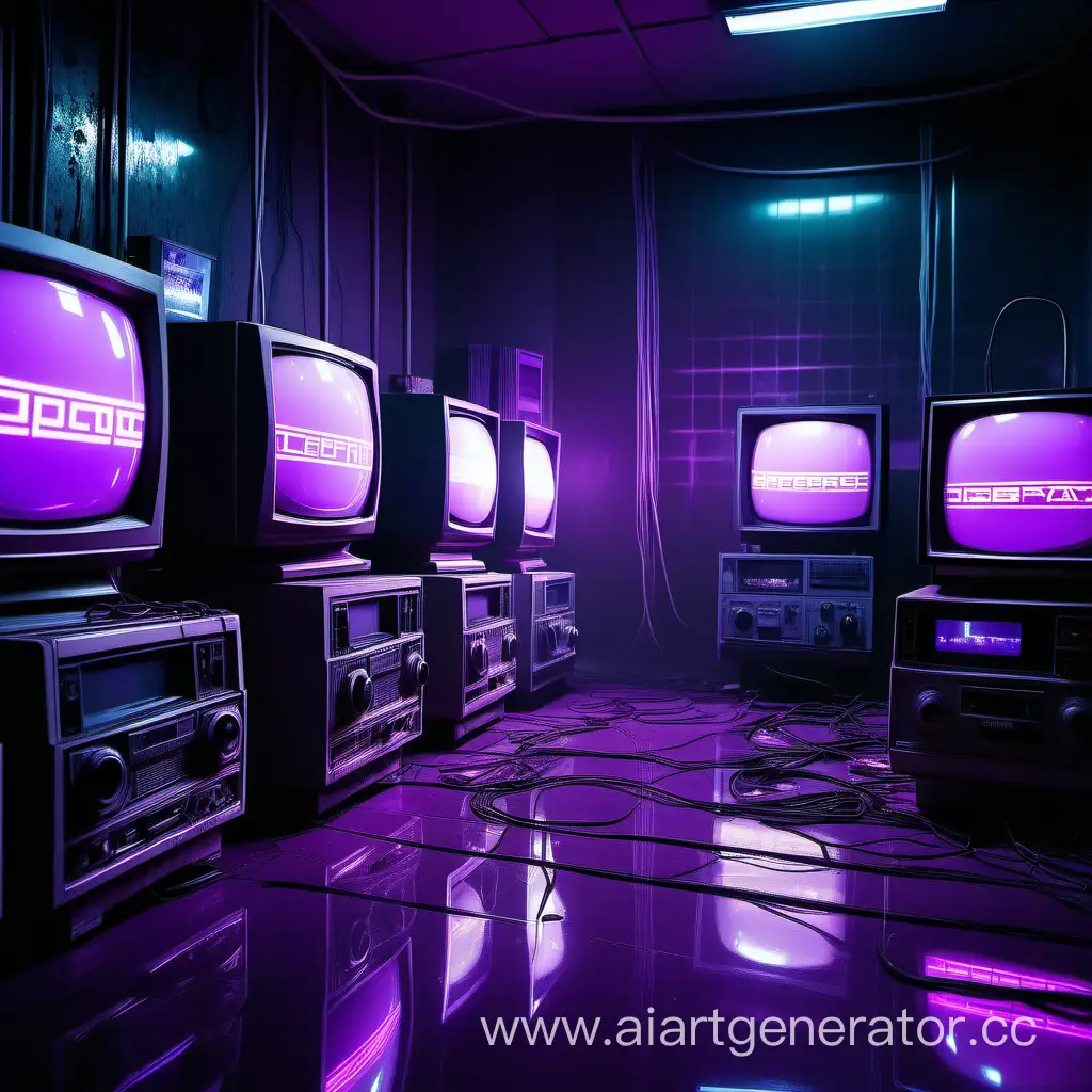 Cyberpunk-Room-with-Reflective-Floor-and-CRT-Televisions