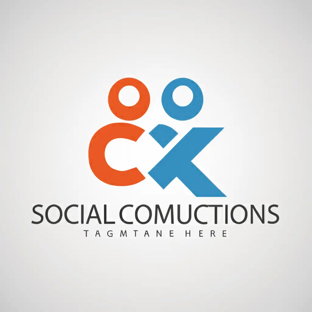 a logo design,with the text "Social communications", main symbol:Letters "C" and "K" in the form of a silhouette of people,Moderate,clear background