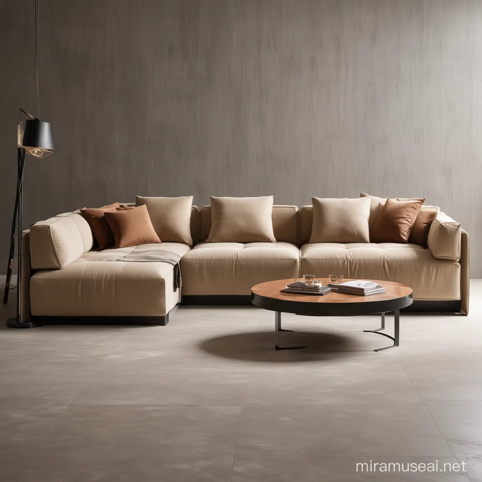 Luxury Italian Style Modular Sofa with Geometric Design and Multifunctional Features