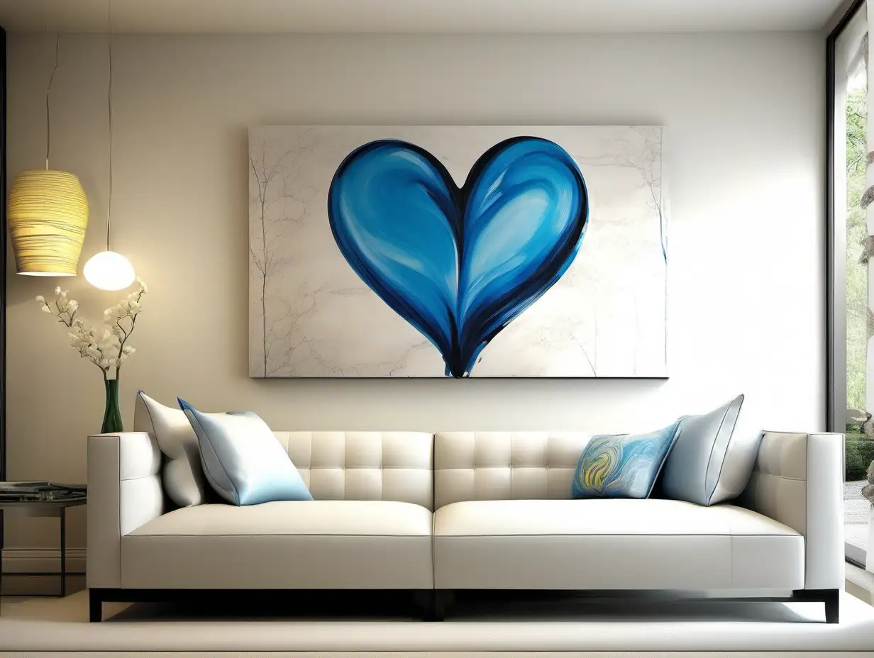 Cerulean Blue Abstract Art for Versatile Interior Design