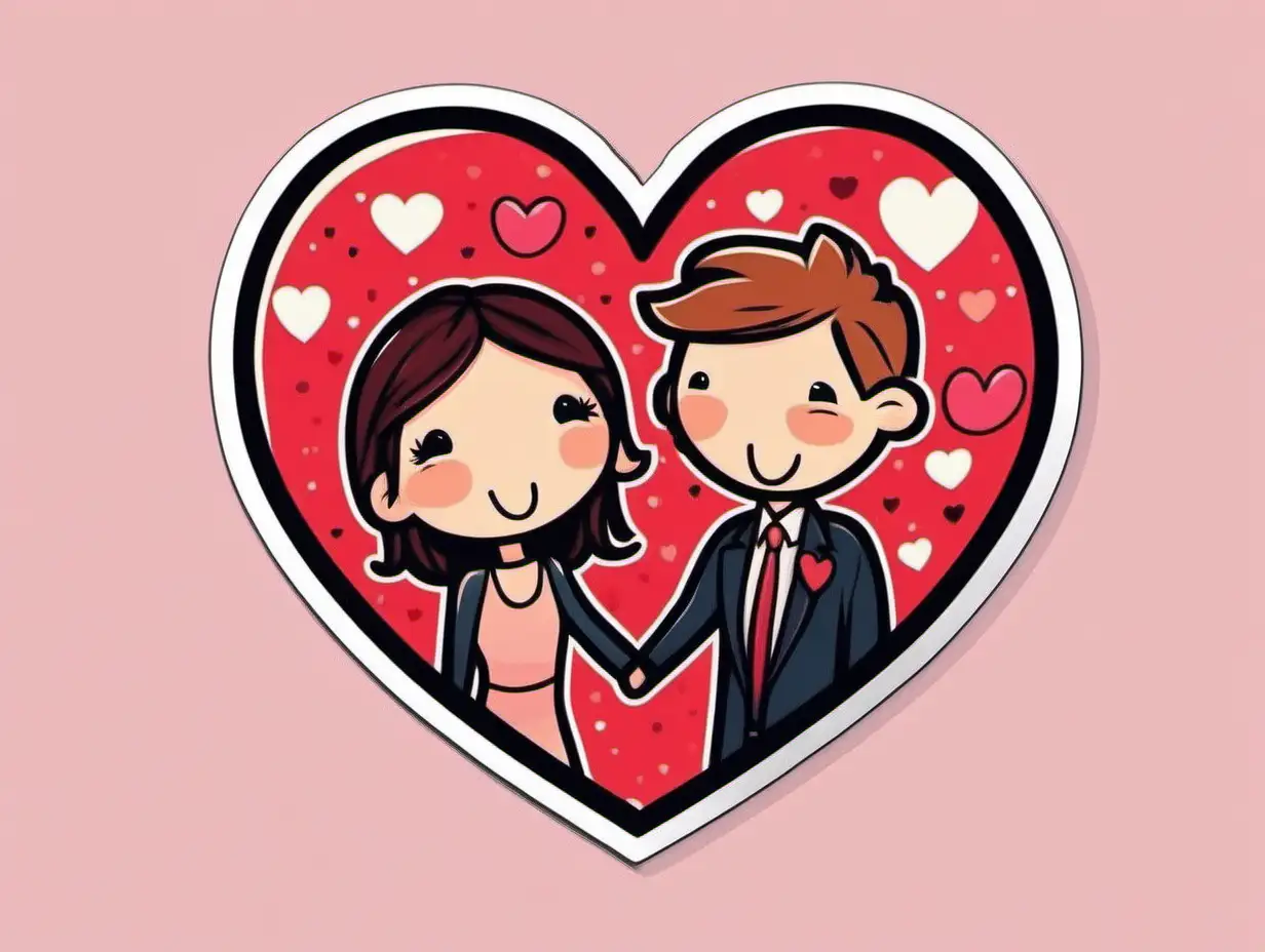 Romantic Valentines Day Couple Sticker for Expressing Love