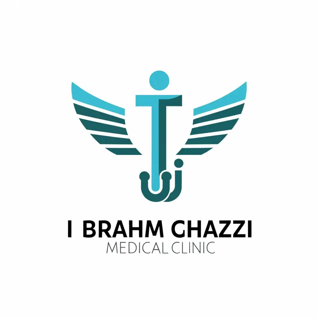 a logo design,with the text "Dr. Ibrahim Ghazi", main symbol:Capital letter I with wings medicine medical clinic logo,Moderate,be used in Internet industry,clear background