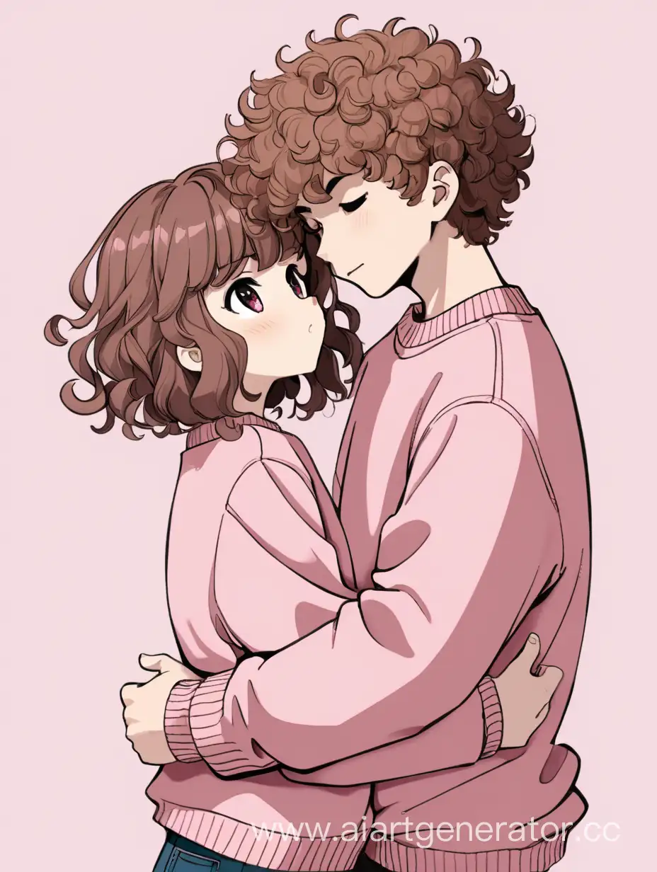 Affectionate-Couple-Embracing-Girl-with-Short-Light-Curly-Hair-in-Pink-Sweater-Hugs-Brunette-Guy-with-Anime-Hairstyle