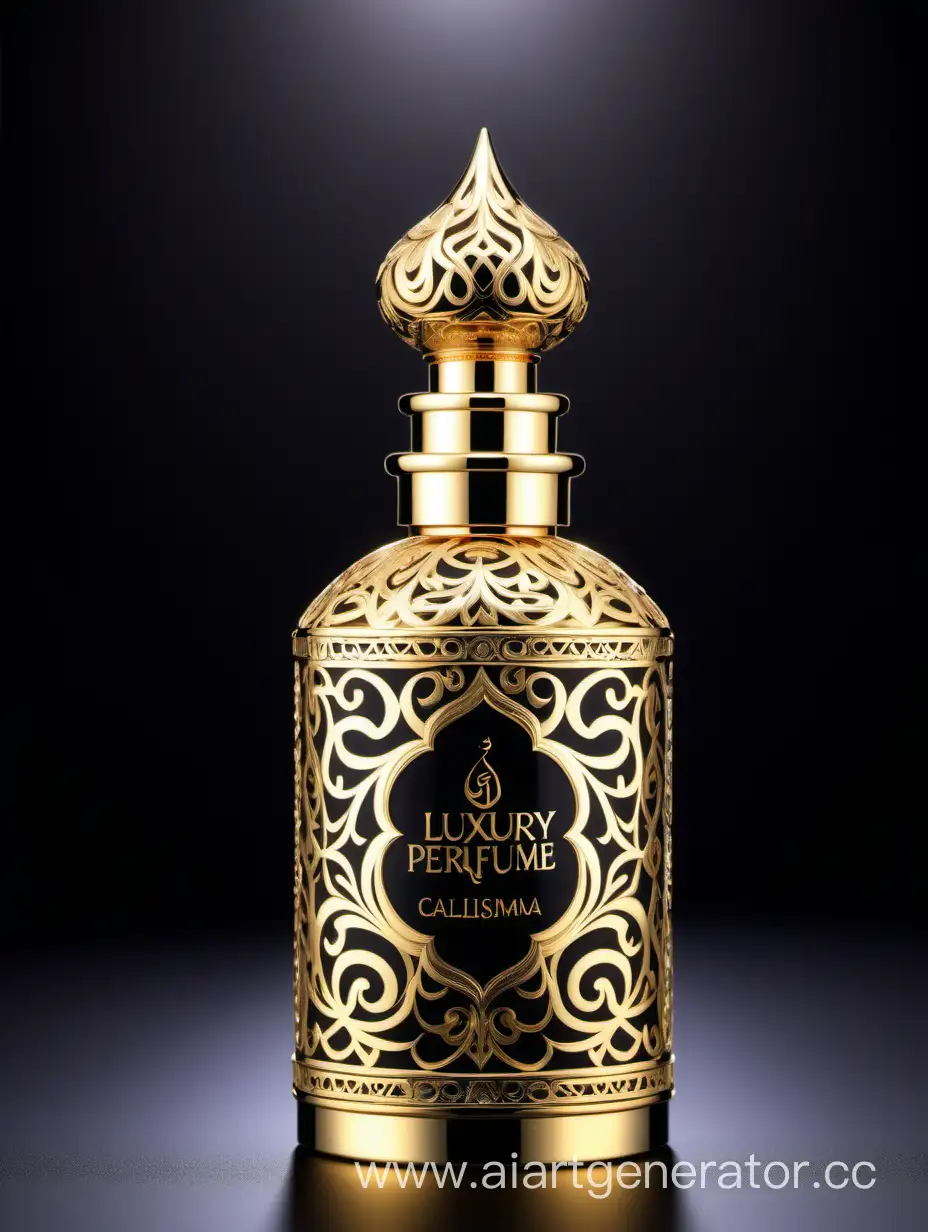 Luxury-Perfume-with-Ornamental-Arabic-Calligraphy-and-Long-Double-Height-Cap